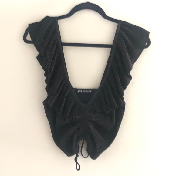 ZARA PLEATED TOP WITH RUFFLES - Picture 3 of 3